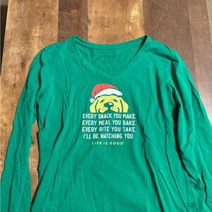 Life Is Good Vibrant Green V-Neck Tee